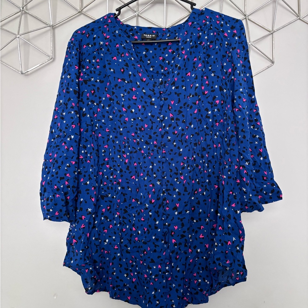 Torrid Women's Blue Printed Top